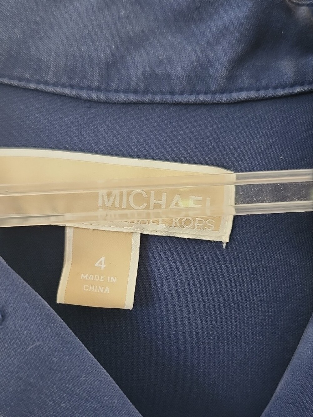Michael Kors Slate Blue Long-Sleeve Shirt Dress with Removable Brown Belt - Picture 2 of 8